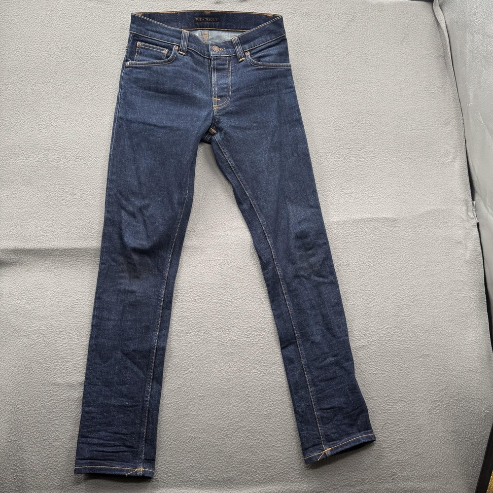 Nudie Jeans Co Jeans Mens 30x32 (Fits 28/30) Blue Raw Slim Taper Stretch Italy.
